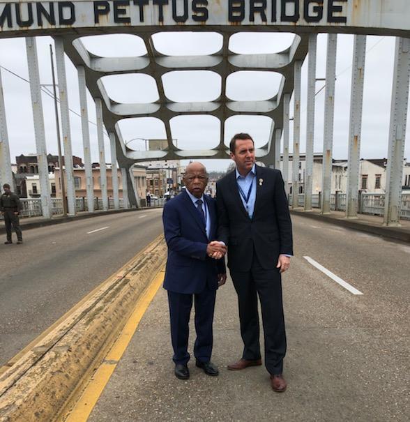 Edmond Pettus Bridge Congressman Walker And John Lewis Edmund Pettus Bridge